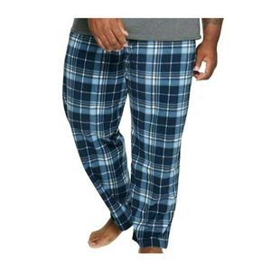 Fleece Pajama Lounge Sleep Pajama Pants Blue White Plaid Men's Size 1X JJ2029